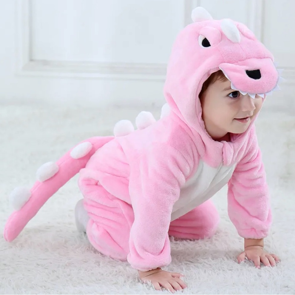 NWT pink baby dinosaur one piece costume cosplay 0-3m 3-6m